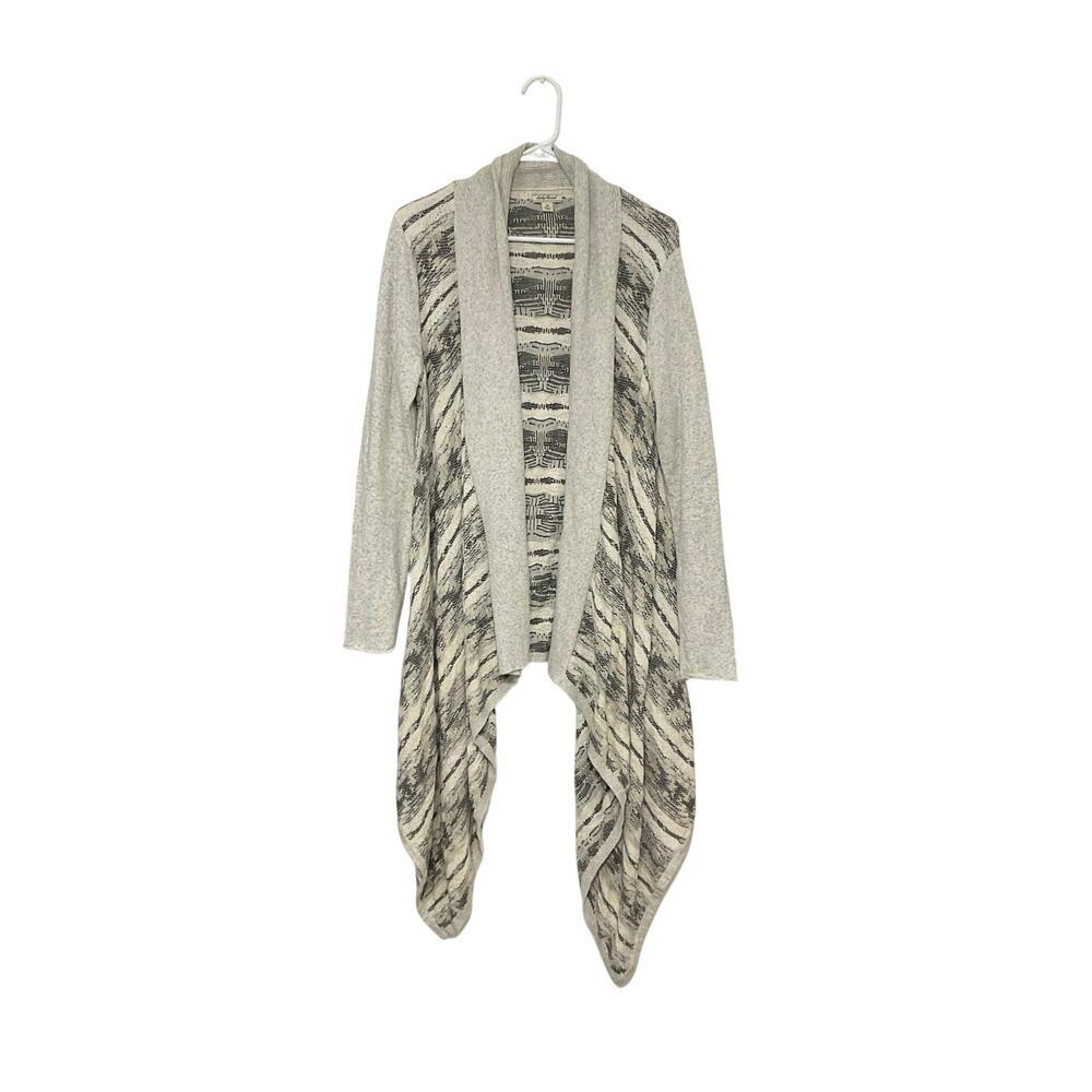 Lucky Brand Aztec Print Knit Waterfall Open Front Cardigan Medium Asymmetrical